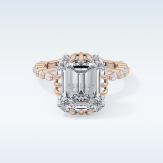 7.74 CT Hidden Halo & Pave Engagement Ring Featuring Emerald Moissanite