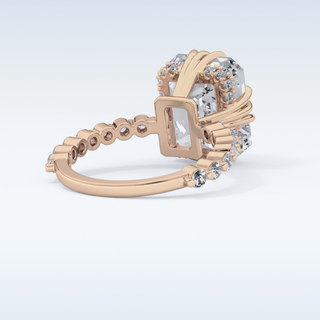 7.74 CT Hidden Halo & Pave Engagement Ring Featuring Emerald Moissanite
