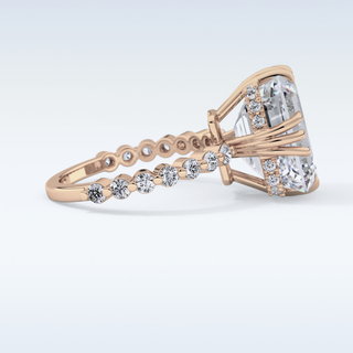 7.74 CT Hidden Halo & Pave Engagement Ring Featuring Emerald Moissanite