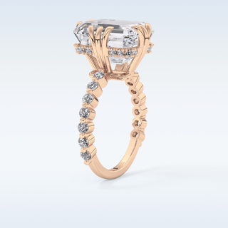 7.74 CT Hidden Halo & Pave Engagement Ring Featuring Emerald Moissanite