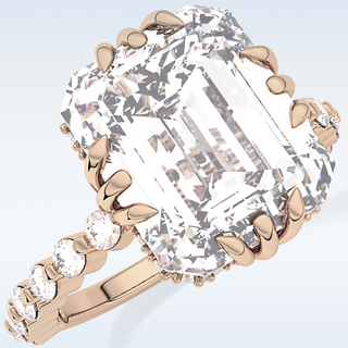 7.74 CT Hidden Halo & Pave Engagement Ring Featuring Emerald Moissanite