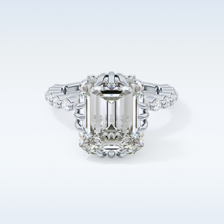 7.74 CT Hidden Halo & Pave Engagement Ring Featuring Emerald Moissanite
