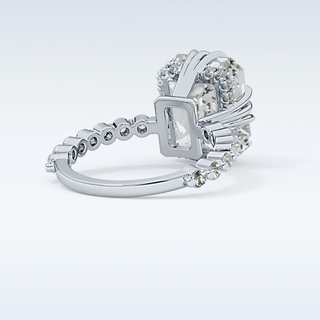 7.74 CT Hidden Halo & Pave Engagement Ring Featuring Emerald Moissanite