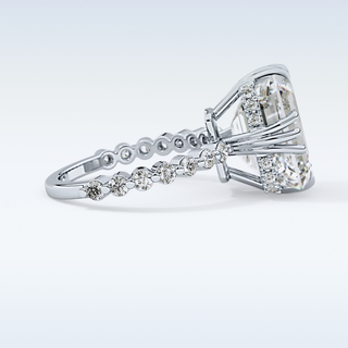 7.74 CT Hidden Halo & Pave Engagement Ring Featuring Emerald Moissanite