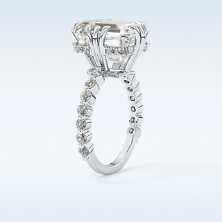 7.74 CT Hidden Halo & Pave Engagement Ring Featuring Emerald Moissanite