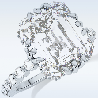 7.74 CT Hidden Halo & Pave Engagement Ring Featuring Emerald Moissanite