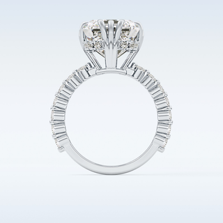 7.74 CT Hidden Halo & Pave Engagement Ring Featuring Emerald Moissanite