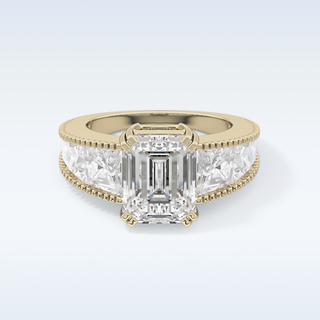 4.13 CT Pave Engagement Ring Featuring Emerald Moissanite
