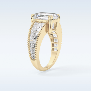 4.13 CT Pave Engagement Ring Featuring Emerald Moissanite