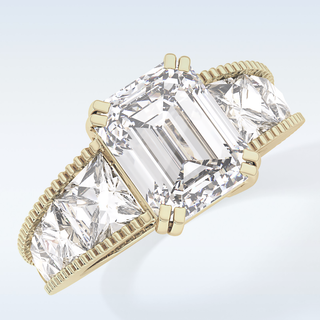 4.13 CT Pave Engagement Ring Featuring Emerald Moissanite