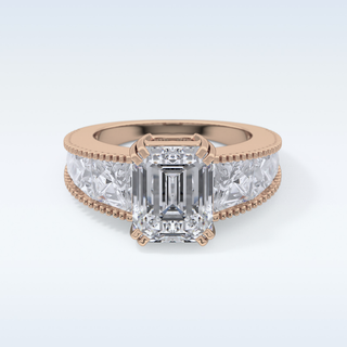 4.13 CT Pave Engagement Ring Featuring Emerald Moissanite