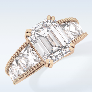 4.13 CT Pave Engagement Ring Featuring Emerald Moissanite