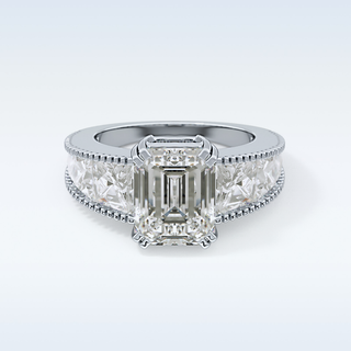 4.13 CT Pave Engagement Ring Featuring Emerald Moissanite