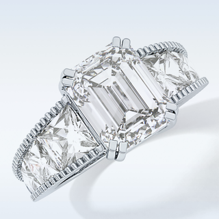 4.13 CT Pave Engagement Ring Featuring Emerald Moissanite