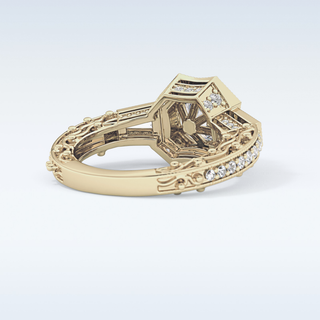 1.34 CT Double Halo & Pave Engagement Ring Featuring Round Moissanite