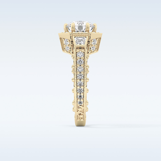 1.34 CT Double Halo & Pave Engagement Ring Featuring Round Moissanite