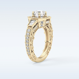 1.34 CT Double Halo & Pave Engagement Ring Featuring Round Moissanite
