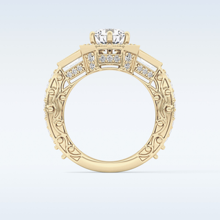 1.34 CT Double Halo & Pave Engagement Ring Featuring Round Moissanite