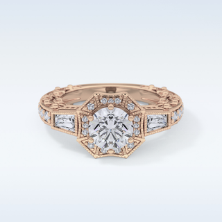 1.34 CT Double Halo & Pave Engagement Ring Featuring Round Moissanite
