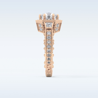 1.34 CT Double Halo & Pave Engagement Ring Featuring Round Moissanite