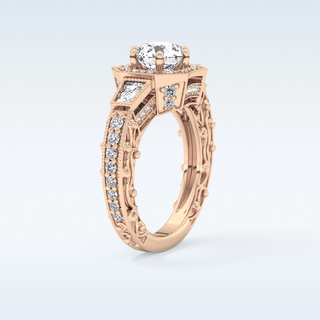 1.34 CT Double Halo & Pave Engagement Ring Featuring Round Moissanite