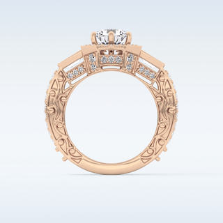1.34 CT Double Halo & Pave Engagement Ring Featuring Round Moissanite