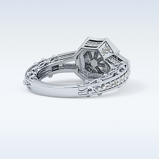 1.34 CT Double Halo & Pave Engagement Ring Featuring Round Moissanite