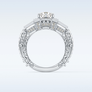 1.34 CT Double Halo & Pave Engagement Ring Featuring Round Moissanite