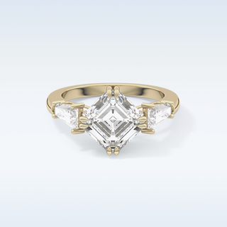 Elegant 2.82 CT Three Stones Engagement Ring Featuring Emerald Moissanite