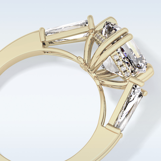 Elegant 2.82 CT Three Stones Engagement Ring Featuring Emerald Moissanite