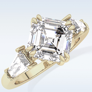 Elegant 2.82 CT Three Stones Engagement Ring Featuring Emerald Moissanite
