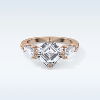 Elegant 2.82 CT Three Stones Engagement Ring Featuring Emerald Moissanite
