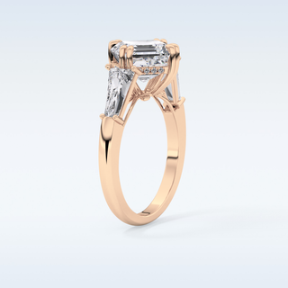 Elegant 2.82 CT Three Stones Engagement Ring Featuring Emerald Moissanite