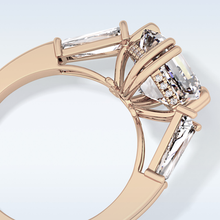 Elegant 2.82 CT Three Stones Engagement Ring Featuring Emerald Moissanite