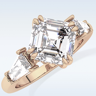 Elegant 2.82 CT Three Stones Engagement Ring Featuring Emerald Moissanite