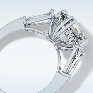 Elegant 2.82 CT Three Stones Engagement Ring Featuring Emerald Moissanite