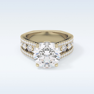 3.19 CT Split Shank & Pave Engagement Ring Featuring Round Moissanite