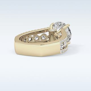 3.19 CT Split Shank & Pave Engagement Ring Featuring Round Moissanite