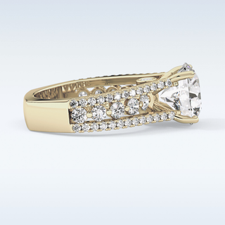 3.19 CT Split Shank & Pave Engagement Ring Featuring Round Moissanite