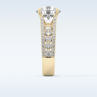 3.19 CT Split Shank & Pave Engagement Ring Featuring Round Moissanite