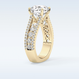 3.19 CT Split Shank & Pave Engagement Ring Featuring Round Moissanite