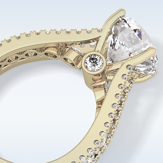 3.19 CT Split Shank & Pave Engagement Ring Featuring Round Moissanite