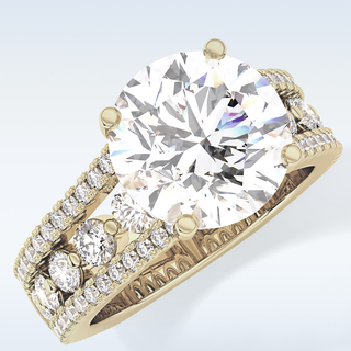 3.19 CT Split Shank & Pave Engagement Ring Featuring Round Moissanite