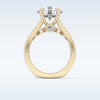 3.19 CT Split Shank & Pave Engagement Ring Featuring Round Moissanite