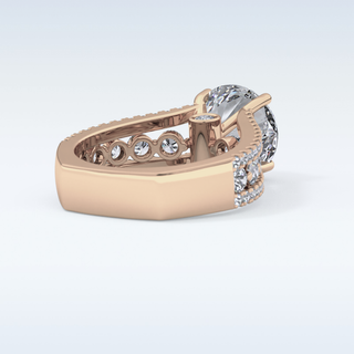 3.19 CT Split Shank & Pave Engagement Ring Featuring Round Moissanite