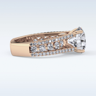 3.19 CT Split Shank & Pave Engagement Ring Featuring Round Moissanite
