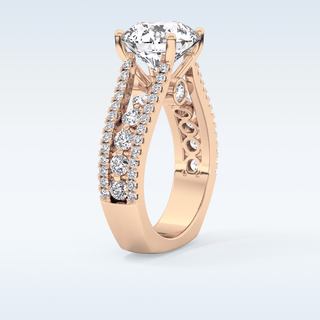 3.19 CT Split Shank & Pave Engagement Ring Featuring Round Moissanite