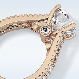 3.19 CT Split Shank & Pave Engagement Ring Featuring Round Moissanite