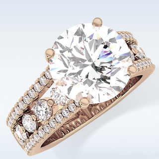 3.19 CT Split Shank & Pave Engagement Ring Featuring Round Moissanite
