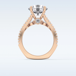 3.19 CT Split Shank & Pave Engagement Ring Featuring Round Moissanite